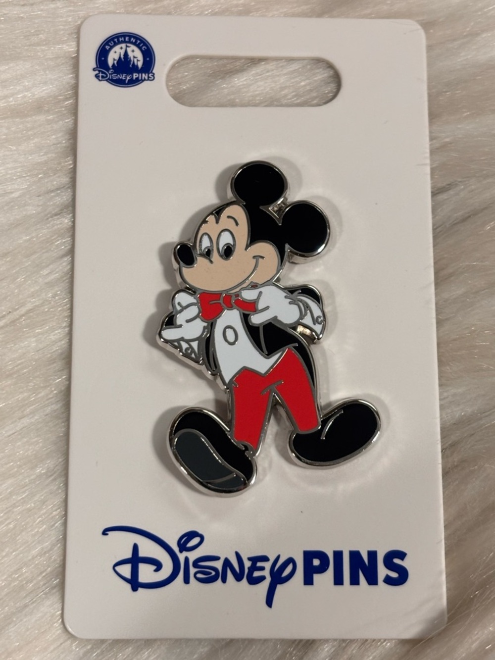 Disney Trading Pin New On Card - Mickey Mouse in a Tuxedo Adjusting Red Bowtie